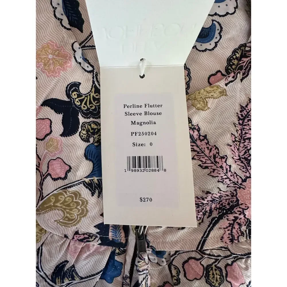 Ulla Johnson Perline Flutter Sleeve Floral Blouse Magnolia Size 0 NEW NWT - Picture 10 of 10